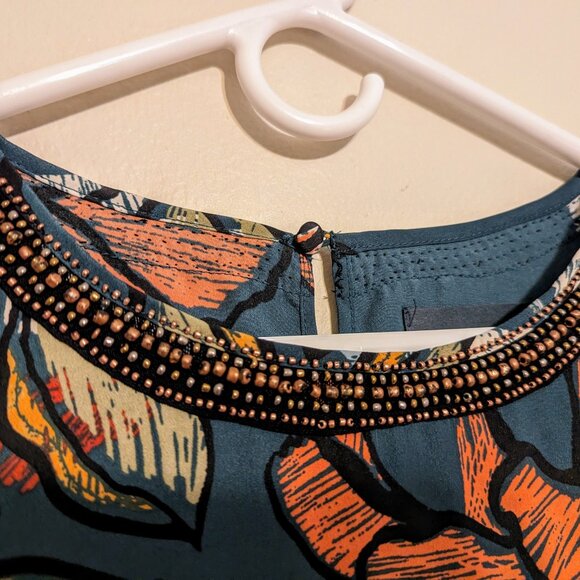 Anthropologie x Maeve Green Floral Knee-length 3/4 Sleeve Shift Dress - Picture 4 of 6